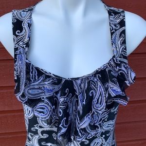 White House Black Market Sleeveless Paisley Top